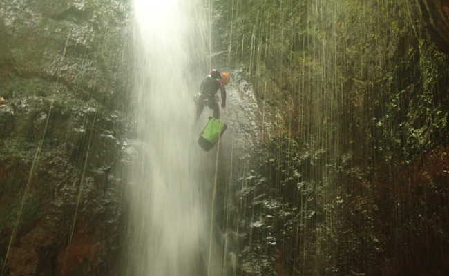 The 40 meter waterfall in Furna, Santana